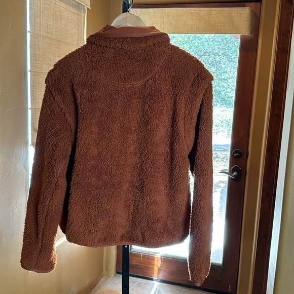 NWT Thread & Supply Wubby Sherpa Moto Jacket Burnt Orange Zip Up Oversized Large - Picture 9 of 11